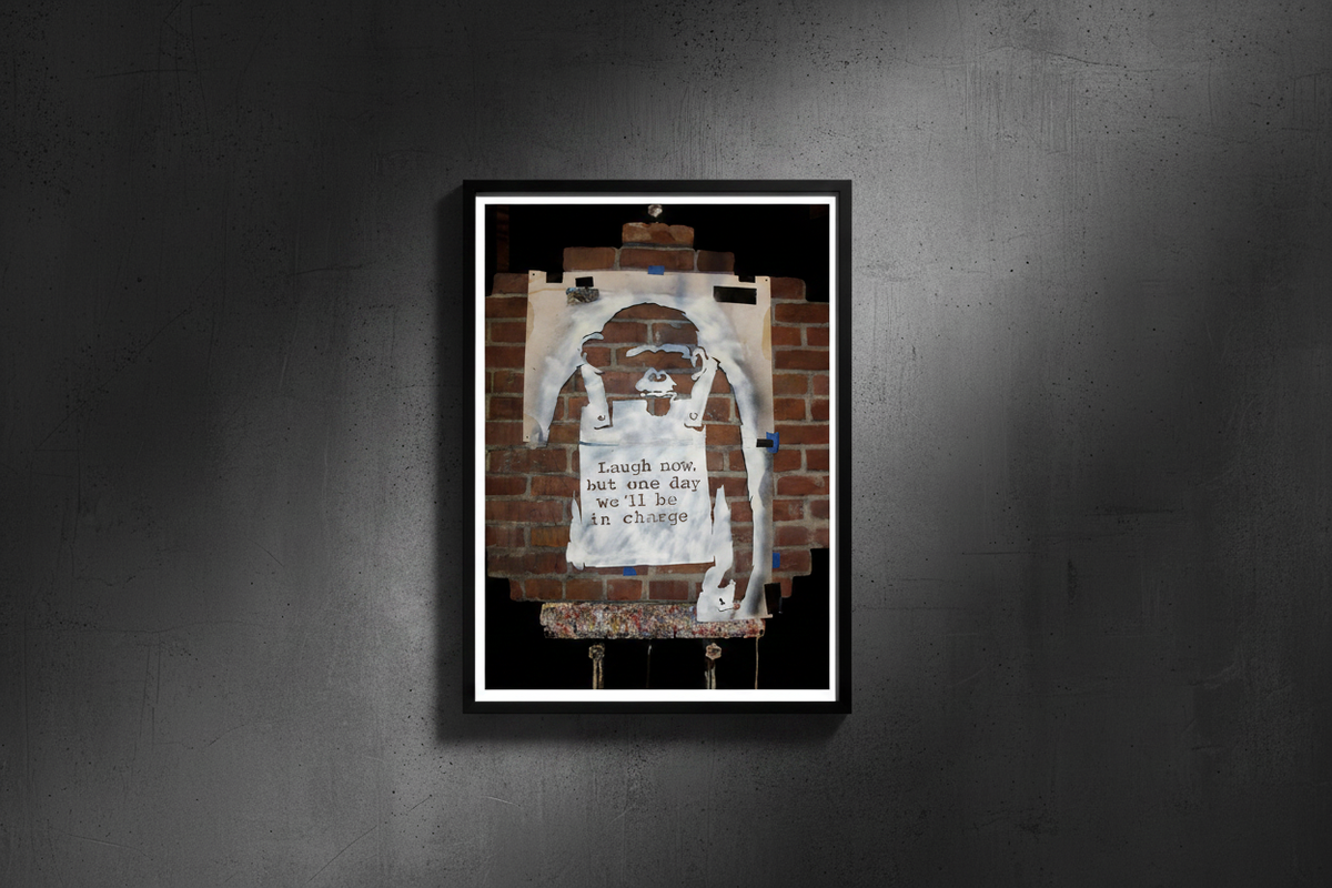 Banksy Laugh Now - Portrait Frame